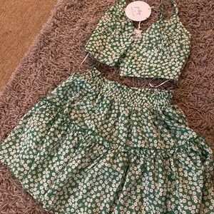 Floral top and floral skirt set!
